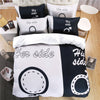 iDouillet 3D Initial "The Real BOSS" Bedding Set for Couple Duvet Cover Sheet Pillowcase Queen King Size Black White Bedlinen