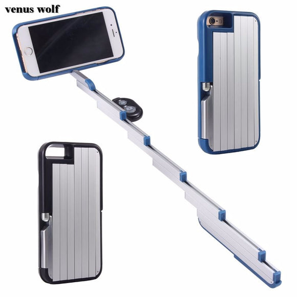 Holder for Apple iPhone 6 6S 6 Plus 6S Plus 7 7 Plus Bluetooth Remote Control Foldable Extendable 3 in 1 Selfie Stick Phone Case