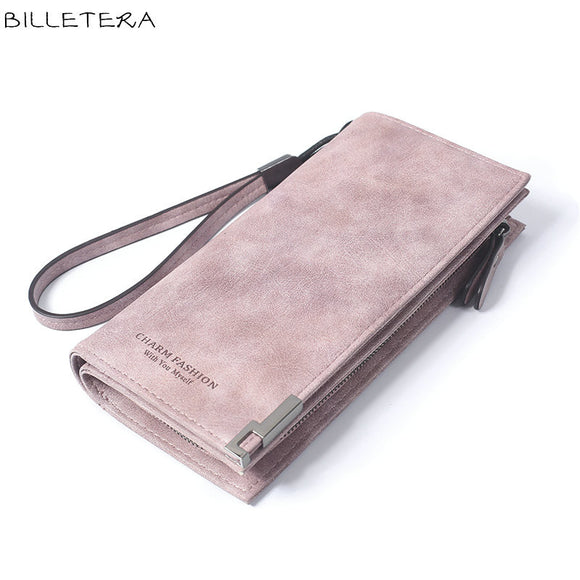 BILLETERA High Capacity Fashion Women Wallets Long Dull Polish Retro PU Leather Wallet Clutch Coin Purse Ladies