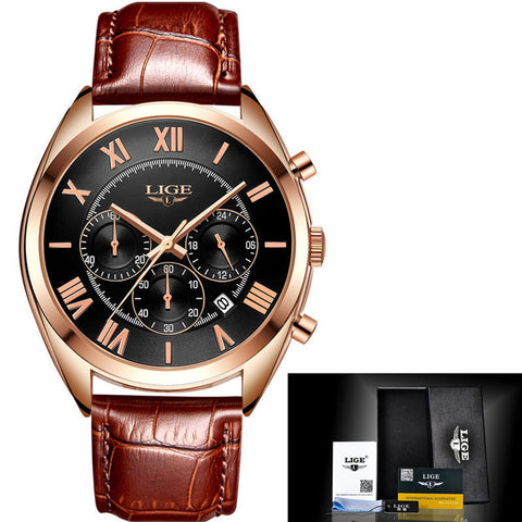 2017 luxury brand newFashion  Leather Strap Multifunction Watches Men Quartz Watch Waterproof Wristwatches Male Table Relojes