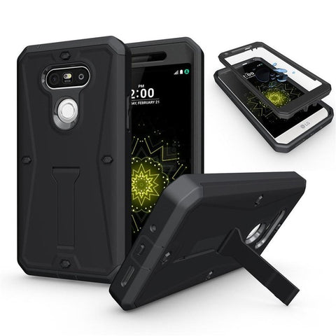 3 In 1 Full Body Protective Armor Case For LG G5 Cover 360 Degree Protection Fundas Shockproof Dustproof Coque With Kickstand