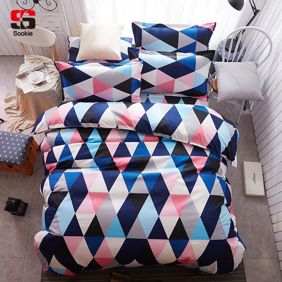 Sookie Home Textile 3pcs King Size Colorful Bedding Sets Pretty Geometric Plaid 4pcs Duvet Cover Sets Pillowcases Pillow Covers