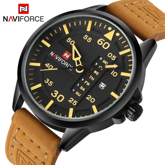 Top Luxury Brand NAVIFORCE Men Sports Watches Men's Quartz Date Clock Man Leather Army Military Wrist Watch Relogio Masculino